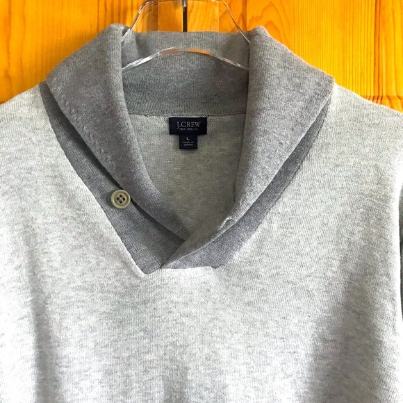 J. Crew Shawl Collar Cotton Sweater Men’s Gray - Picture 3 of 12